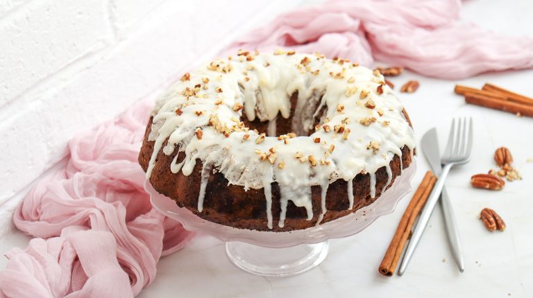 Carrot Cinnamon Bundt Cake with Maple and Cream Cheese Icing
