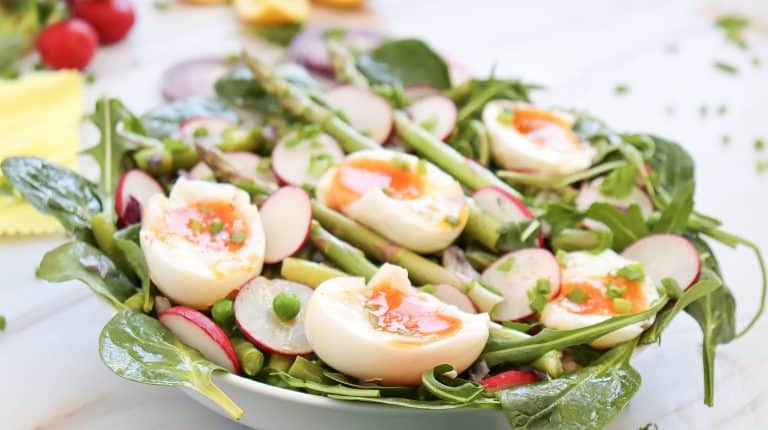 Quick and Healthy Asparagus and Pea Salad with Soft-Boiled Eggs